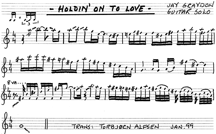 HOLDIN' ON TO LOVE. - Guitar Solo 
Transcription